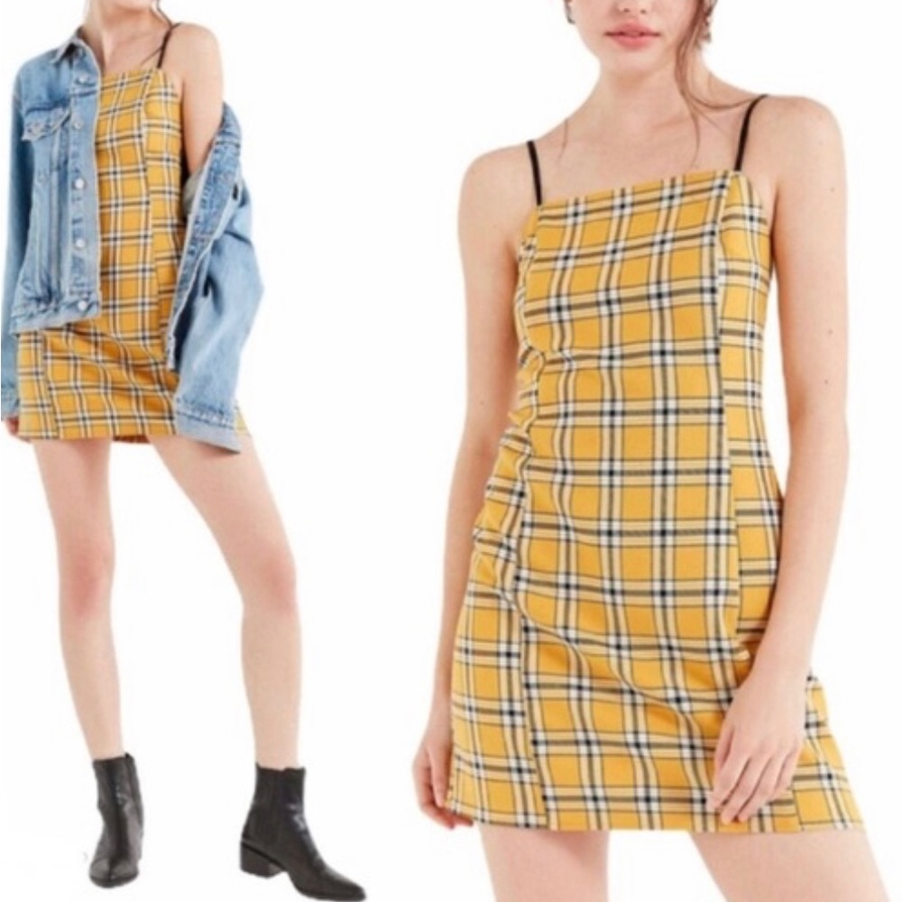 Classic Urban Outfitters yellow plaid dress